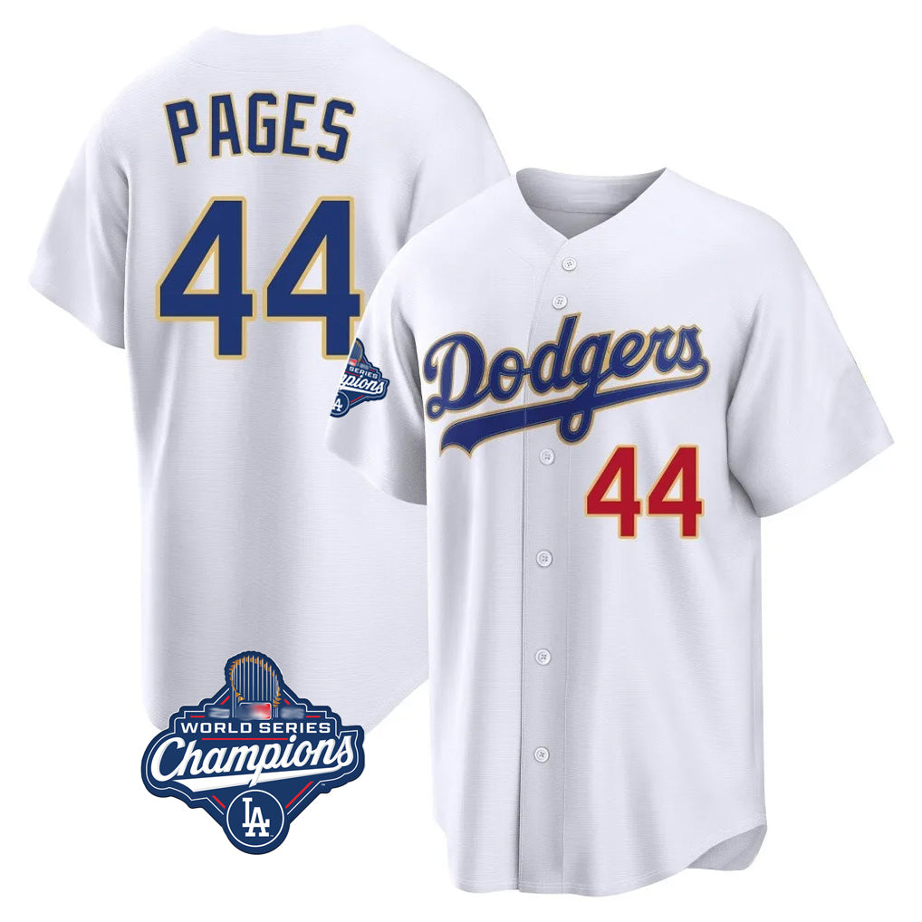 Friene LA.Dodgers #44 Andy Pages Player Gold White World Series Meet 2026 Collection Stadium Limited Stitched Jerseys