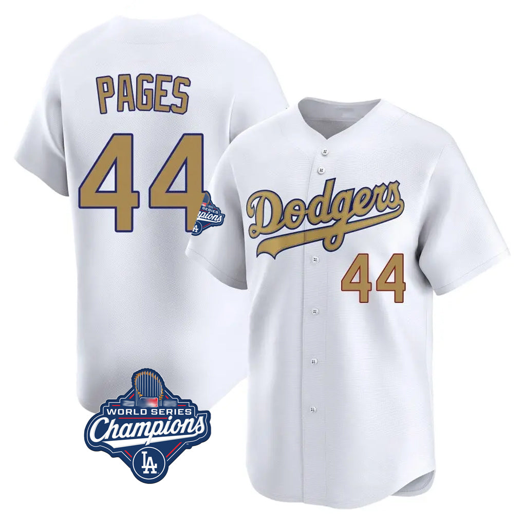 Friene LA.Dodgers #44 Andy Pages Player Gold World Series Meet Collection Limited Home Stitched Jerseys