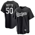 Friene LA.Dodgers #50 Mookie Betts Player Black Carbon Limited Game Stitched Jerseys