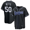 Friene LA.Dodgers #50 Mookie Betts Player Black Carbon Limited Home Stitched Jerseys