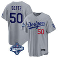 Friene LA.Dodgers #50 Mookie Betts Player Gray World Series Meet Game Home Stitched Jerseys