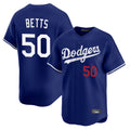 Friene LA.Dodgers #50 Mookie Betts Player Royal Limited Home Stitched Jerseys