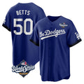 Friene LA.Dodgers #50 Mookie Betts Player Royal World Series City Connect Home Game Stitched Jerseys