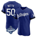 Friene LA.Dodgers #50 Mookie Betts Player Royal World Series Meet City Connect Elite Home Stitched Jerseys