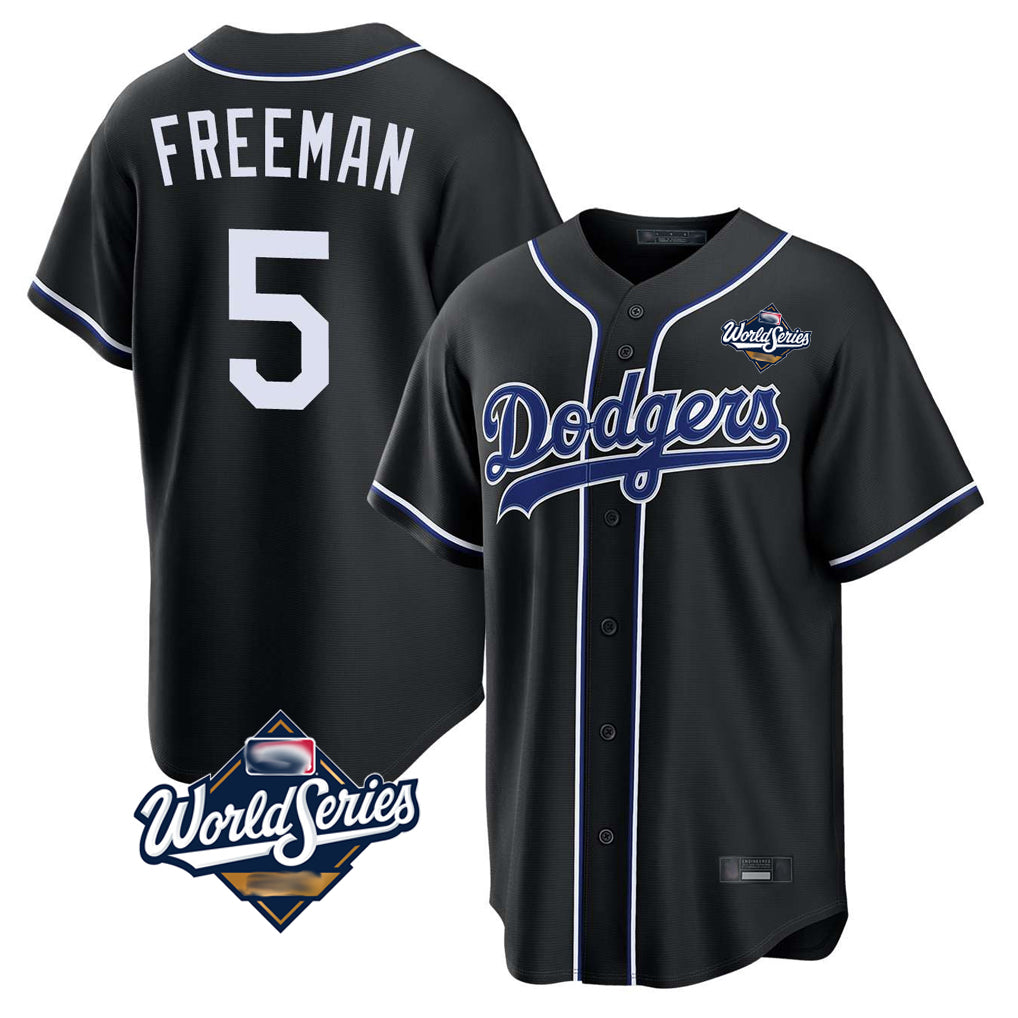 Friene LA.Dodgers #5 Freddie Freeman Player Black World Series Black Carbon Limited Home Stitched Jerseys