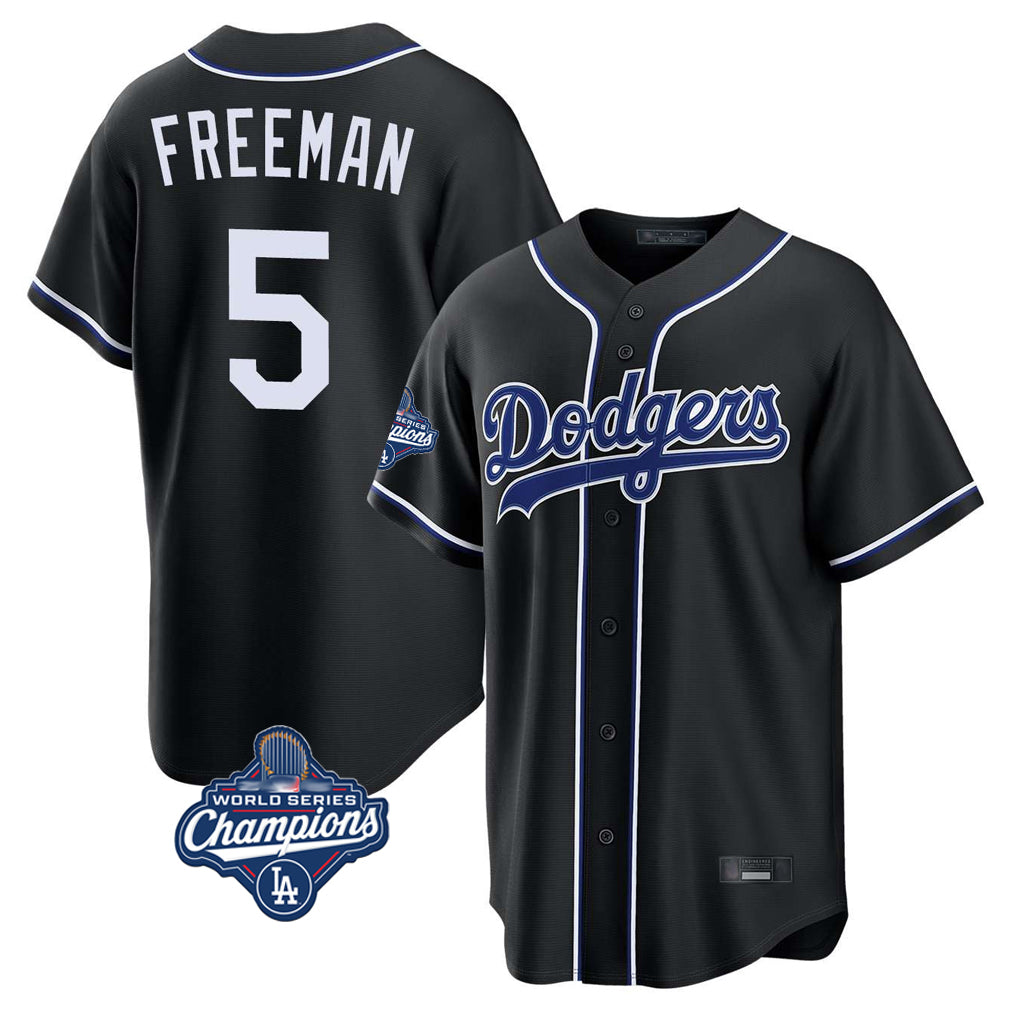 Friene LA.Dodgers #5 Freddie Freeman Player Black World Series Meet Carbon Limited Home Stitched Jerseys