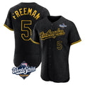 Friene LA.Dodgers #5 Freddie Freeman Player Black World Series Snake Skin City Limited Elite Home Stitched Jerseys