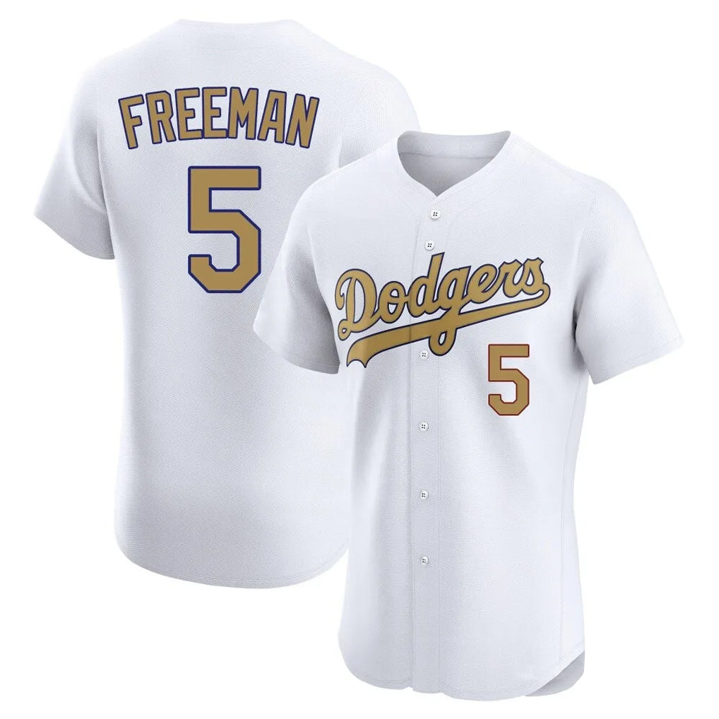Friene LA.Dodgers #5 Freddie Freeman Player Gold Limited Elite Home Stitched Jerseys