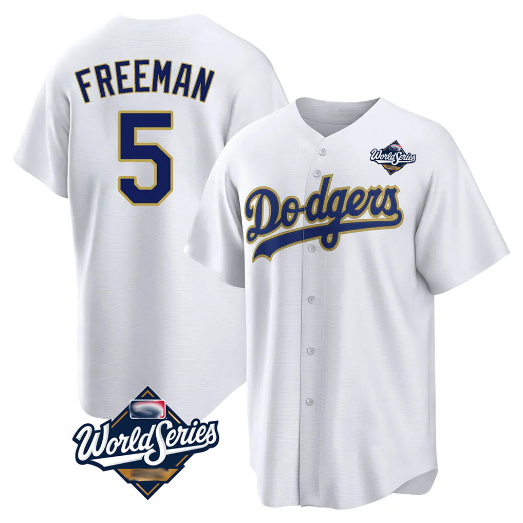 Friene LA.Dodgers #5 Freddie Freeman Player Gold White World Series 2026 Collection Stadium Game Stitched Jerseys