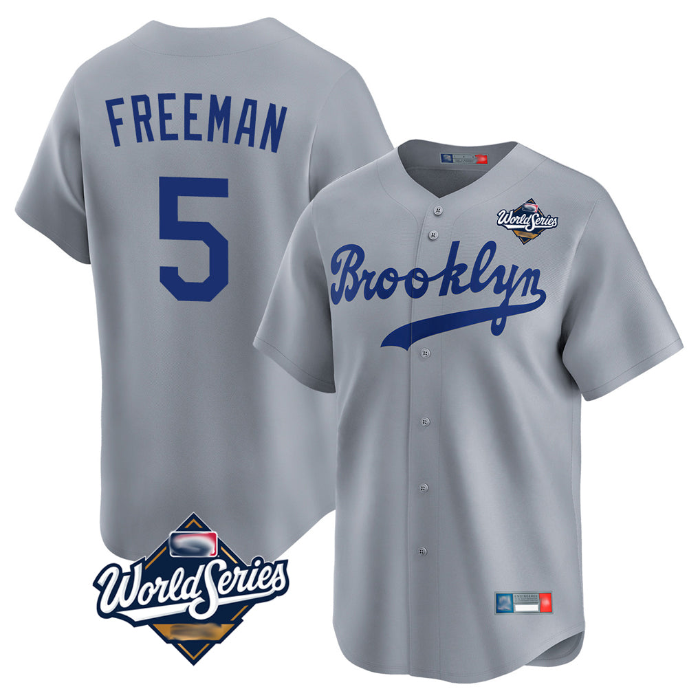 Friene LA.Dodgers #5 Freddie Freeman Player Gray World Series Game Limited Home Stitched Jerseys