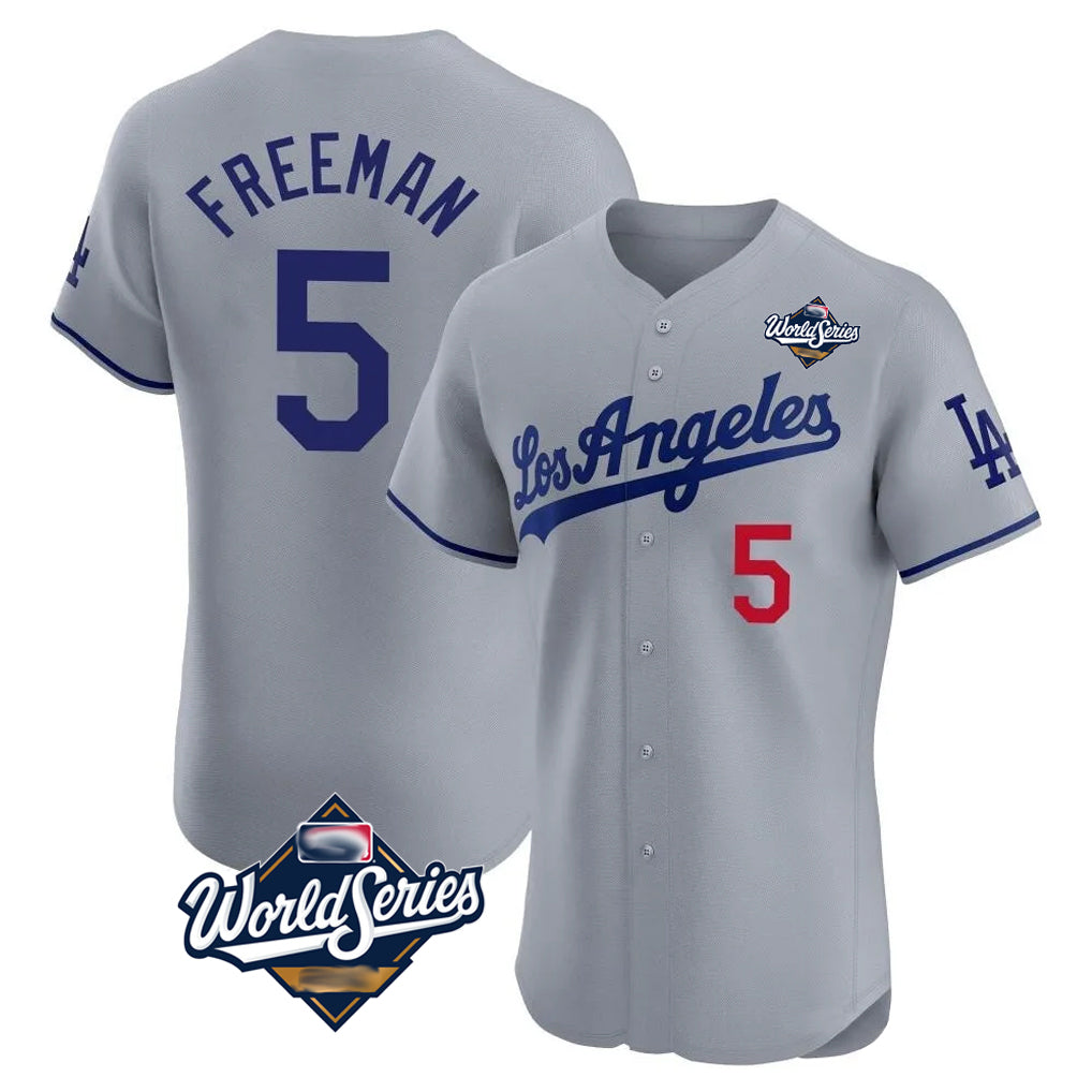 Friene LA.Dodgers #5 Freddie Freeman Player Gray World Series Limited Elite Home Stitched Jerseys