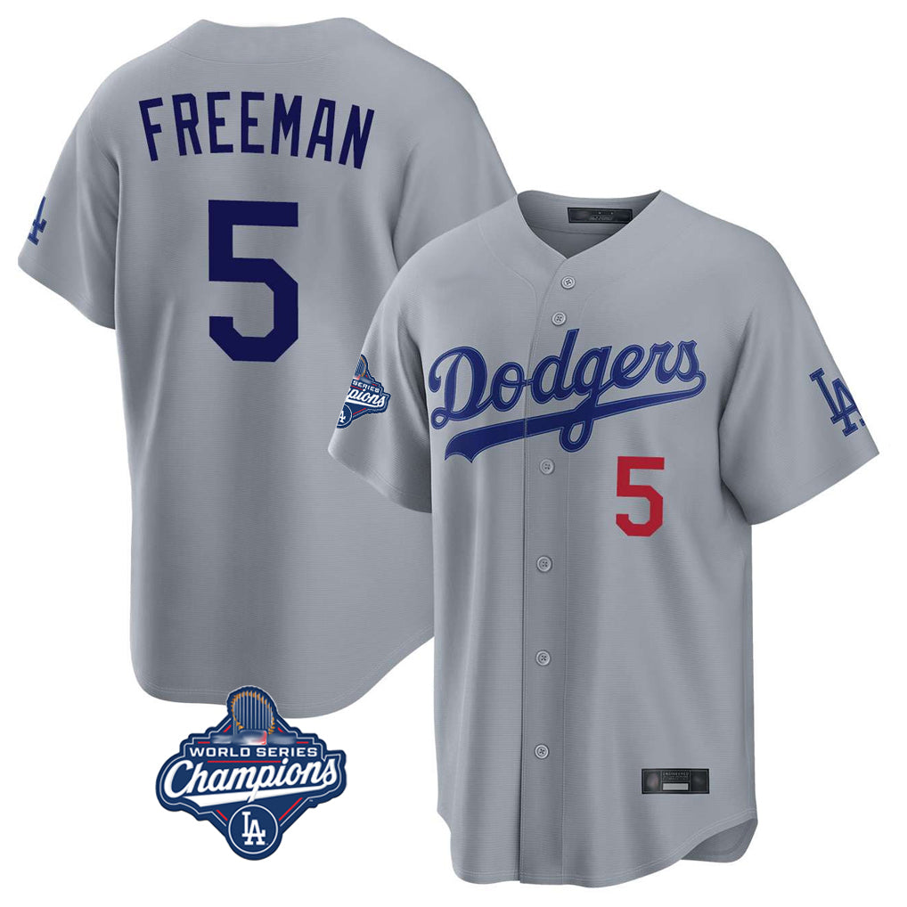 Friene LA.Dodgers #5 Freddie Freeman Player Gray World Series Meet Game Home Stitched Jerseys