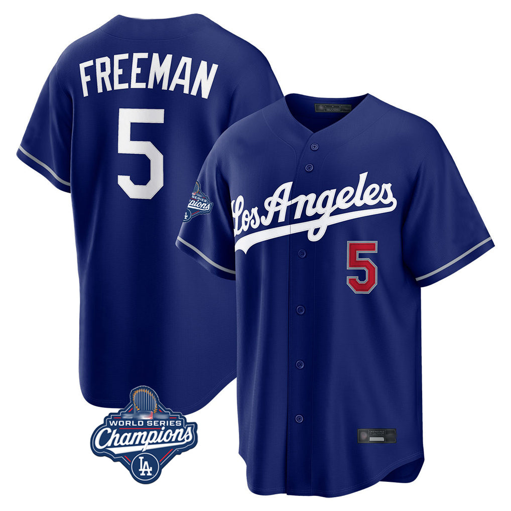 Friene LA.Dodgers #5 Freddie Freeman Player Royal World Series Meet Game Home Stitched Jerseys