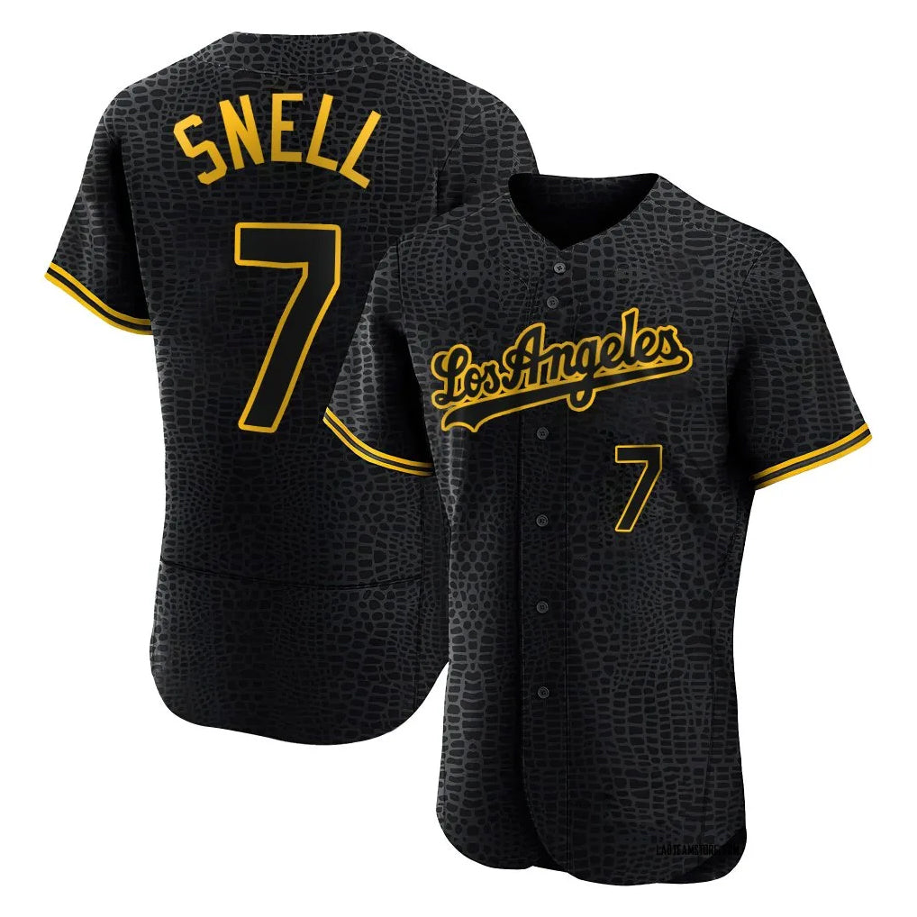 Friene LA.Dodgers #7 Blake Snell Player Black Snake Skin City Limited Elite Home Stitched Jerseys