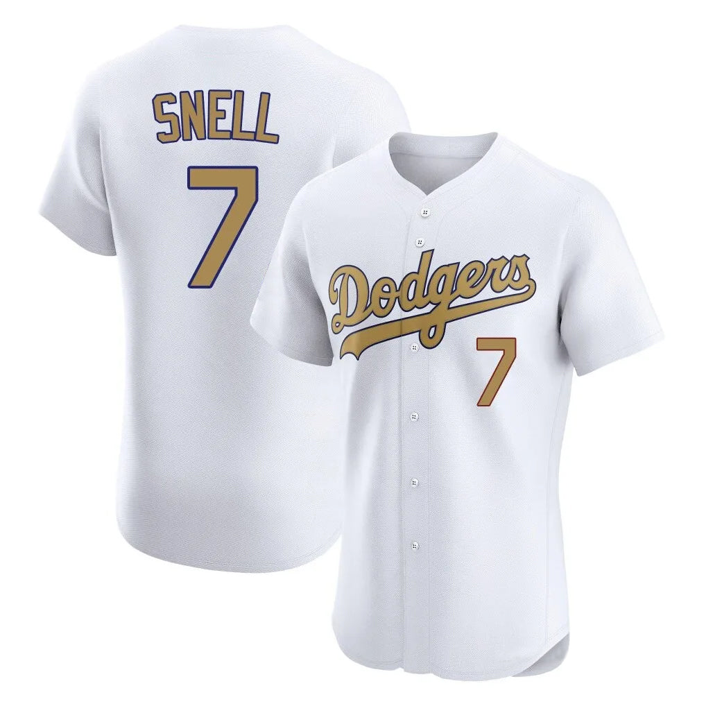 Friene LA.Dodgers #7 Blake Snell Player Gold Limited Elite Home Stitched Jerseys