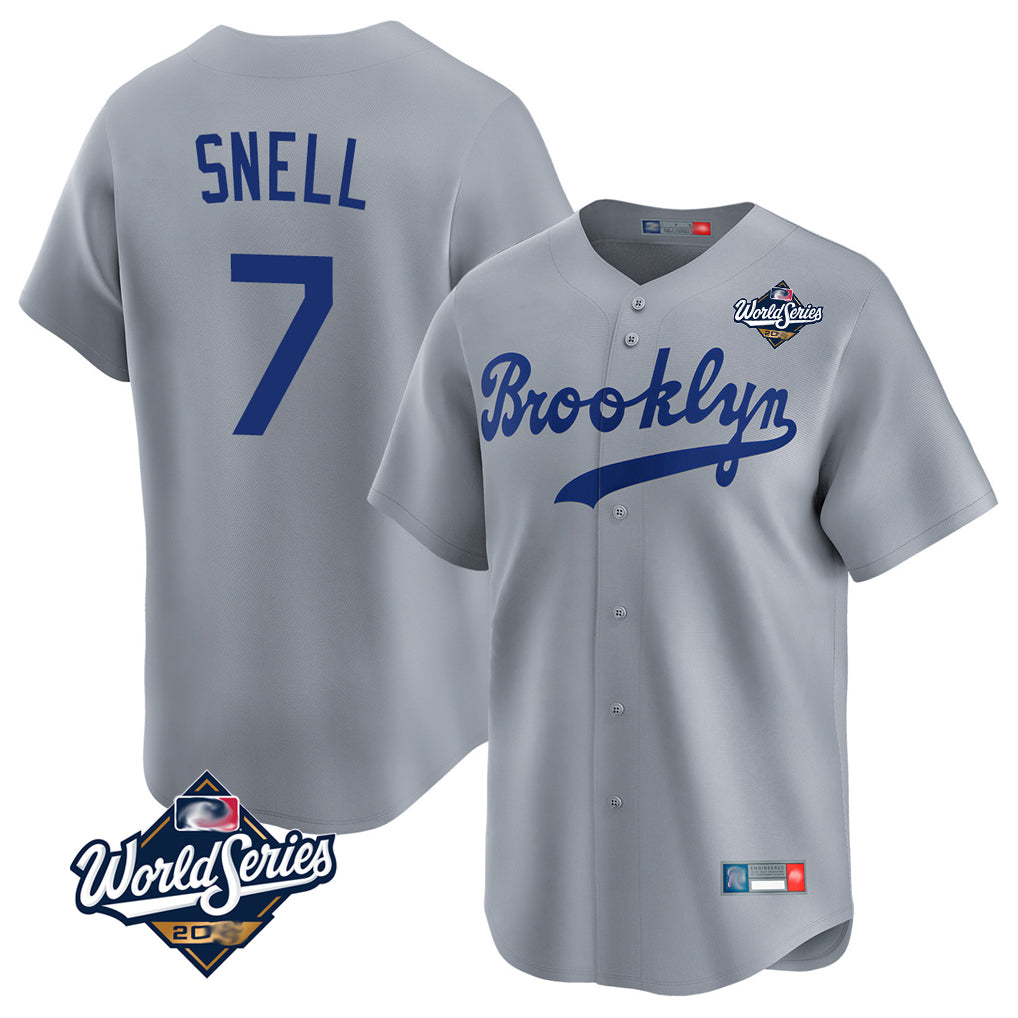 Friene LA.Dodgers #7 Blake Snell Player Gray Game Limited World Series Home Stitched Jerseys