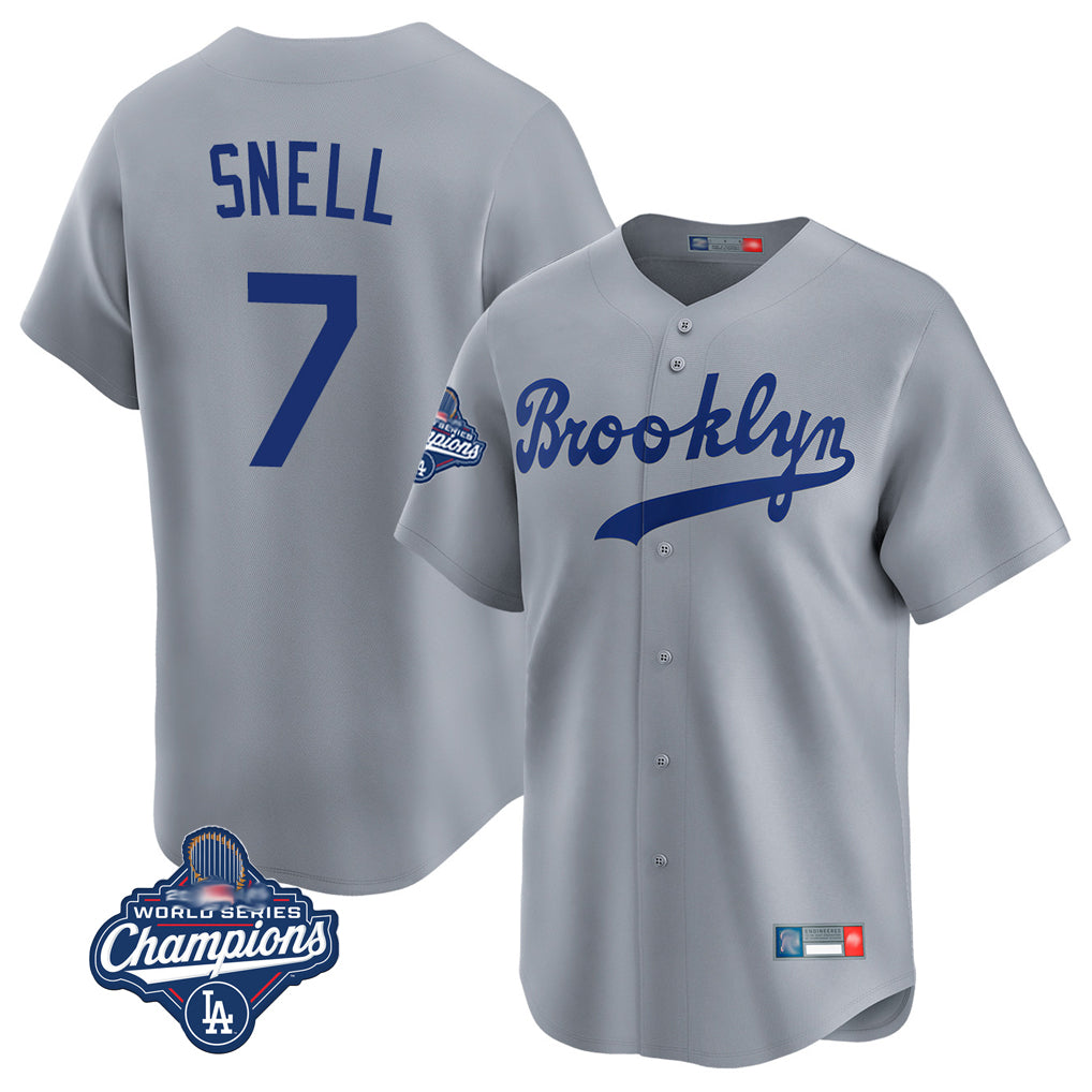Friene LA.Dodgers #7 Blake Snell Player Gray Game Limited World Series Meet Home Stitched Jerseys