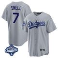 Friene LA.Dodgers #7 Blake Snell Player Gray Game World Series Meet Stitched Jerseys