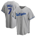 Friene LA.Dodgers #7 Blake Snell Player Gray Road Game Stitched Jerseys