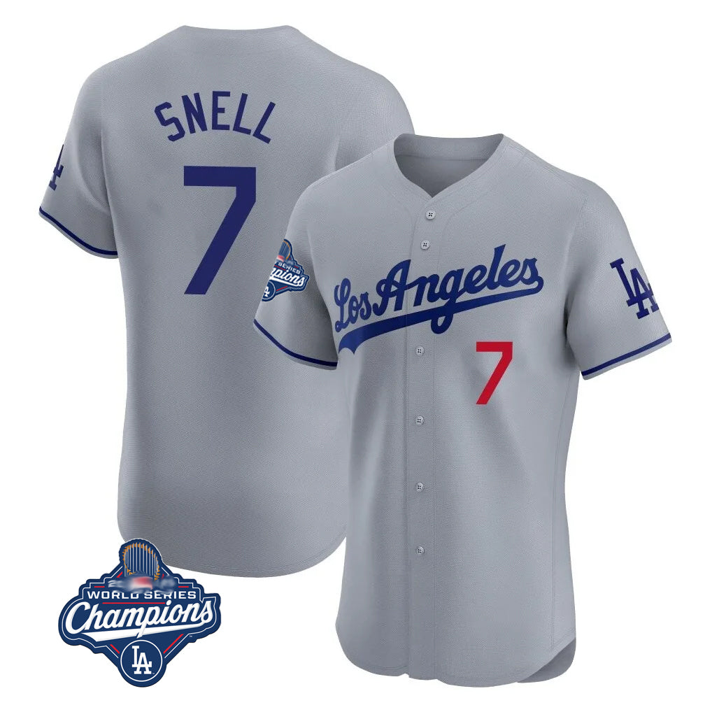 Friene LA.Dodgers #7 Blake Snell Player Gray World Series Meet Limited Elite Home Stitched Jerseys