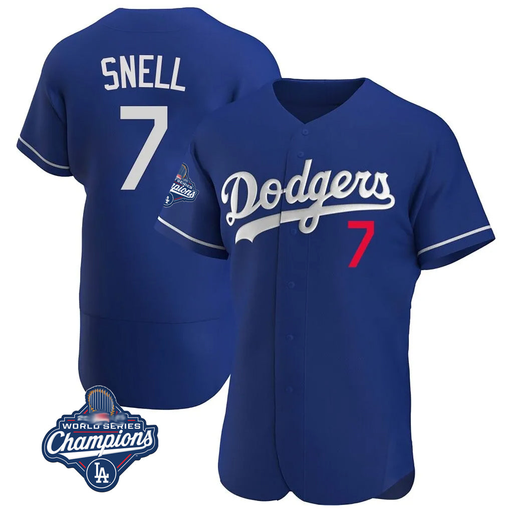 Friene LA.Dodgers #7 Blake Snell Player Royal Limited Elite World Series Meet Home Stitched Jerseys