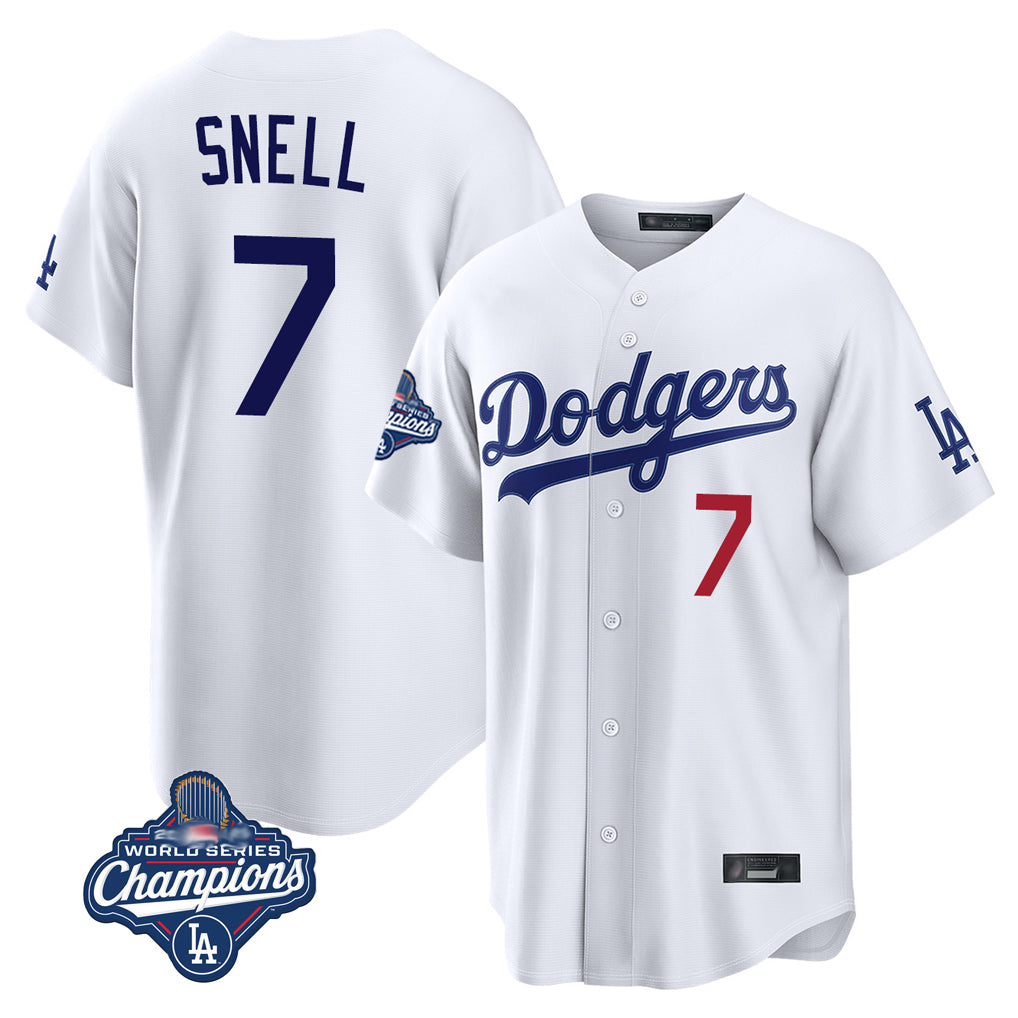 Friene LA.Dodgers #7 Blake Snell Player White Game World Series Meet Home Stitched Jerseys