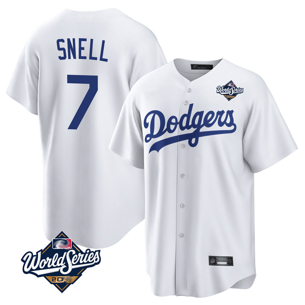 Friene LA.Dodgers #7 Blake Snell Player White Game World Series Stitched Jerseys