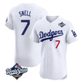 Friene LA.Dodgers #7 Blake Snell Player White Limited Elite World Series Home Stitched Jerseys