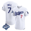 Friene LA.Dodgers #7 Blake Snell Player White Limited Elite World Series Meet Home Stitched Jerseys