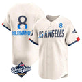 Friene LA.Dodgers #8 Enrique Hern¨¢ndez Player Cream World Series City Connect Limited Home Stitched Jerseys