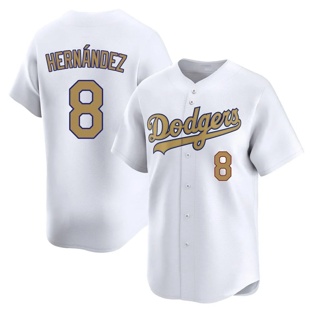 Friene LA.Dodgers #8 Enrique Hern¨¢ndez Player Gold Collection Limited Home Stitched Jerseys