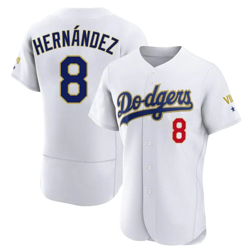 Friene LA.Dodgers #8 Enrique Hern¨¢ndez Player Gold White 2026 Collection Stadium Limited Elite Stitched Jerseys