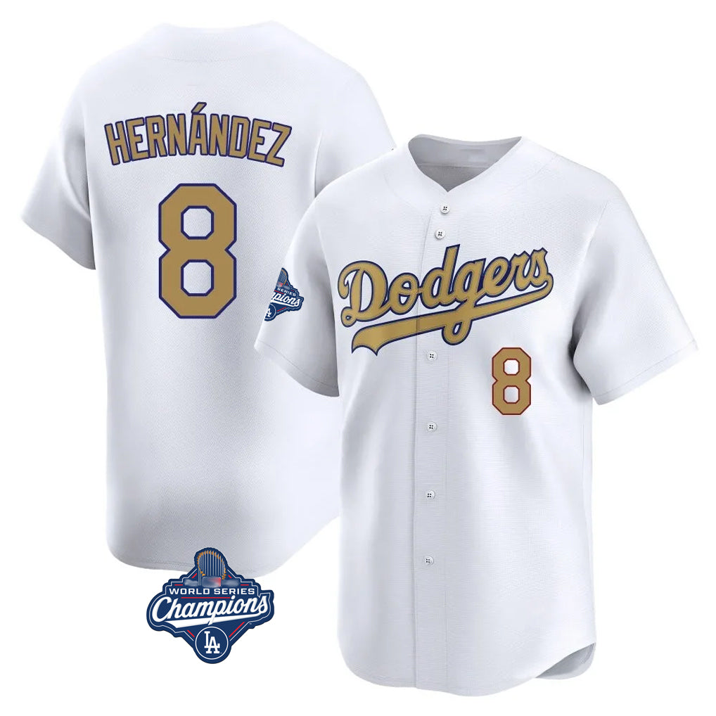 Friene LA.Dodgers #8 Enrique Hern¨¢ndez Player Gold World Series Meet Collection Limited Home Stitched Jerseys