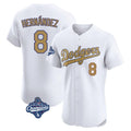 Friene LA.Dodgers #8 Enrique Hern¨¢ndez Player Gold World Series Meet Limited Elite Home Stitched Jerseys