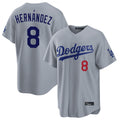 Friene LA.Dodgers #8 Enrique Hern¨¢ndez Player Gray Game Home Stitched Jerseys