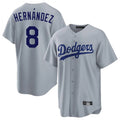 Friene LA.Dodgers #8 Enrique Hern¨¢ndez Player Gray Game Stitched Jerseys