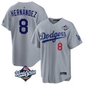 Friene LA.Dodgers #8 Enrique Hern¨¢ndez Player Gray World Series Game Home Stitched Jerseys