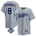 Friene LA.Dodgers #8 Enrique Hern¨¢ndez Player Gray World Series Meet Game Stitched Jerseys