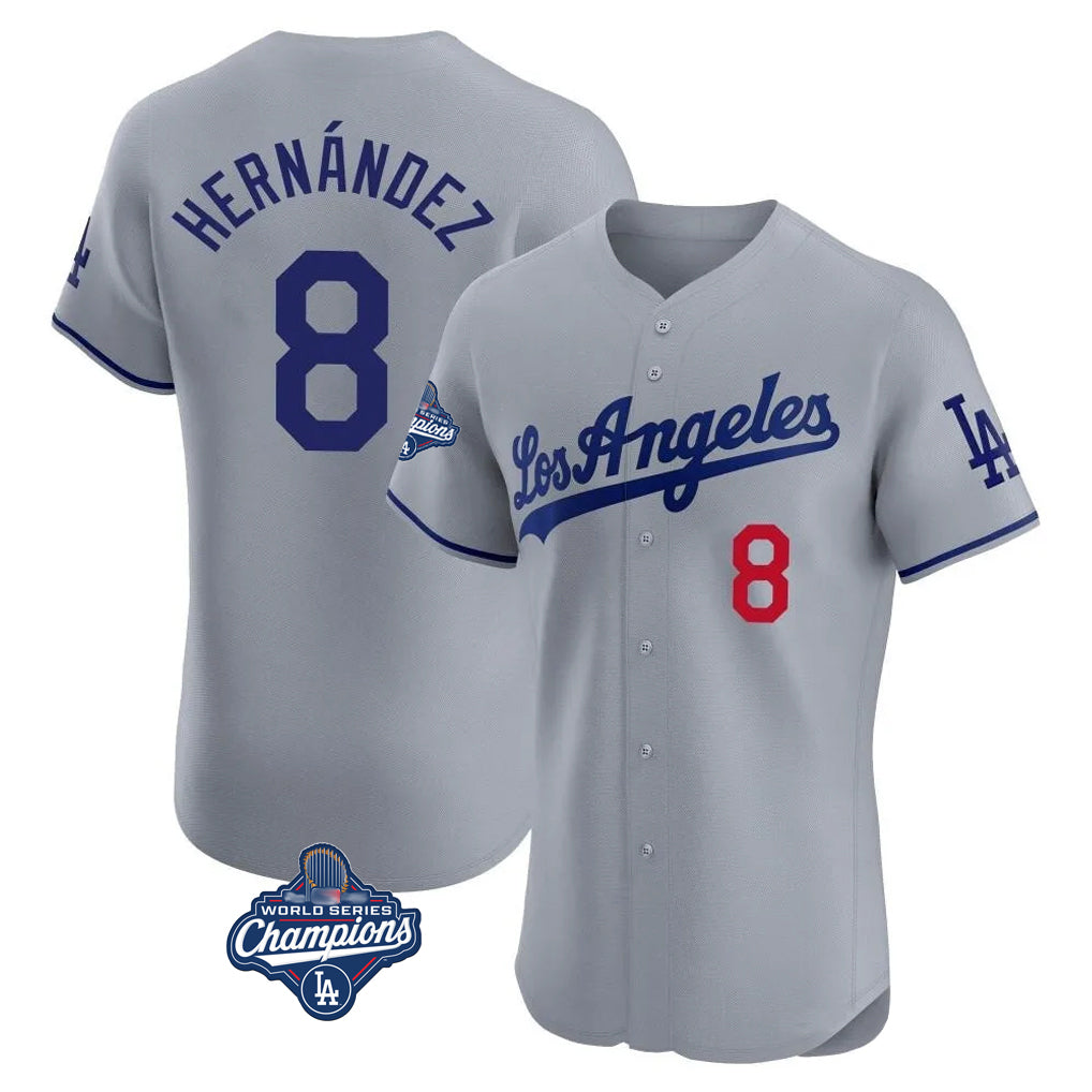 Friene LA.Dodgers #8 Enrique Hern¨¢ndez Player Gray World Series Meet Limited Elite Home Stitched Jerseys