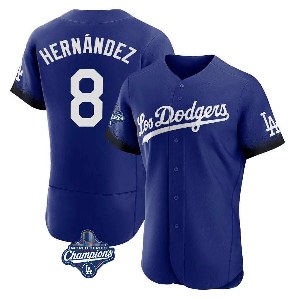 Friene LA.Dodgers #8 Enrique Hern¨¢ndez Player Royal World Series Meet City Connect Elite Home Stitched Jerseys