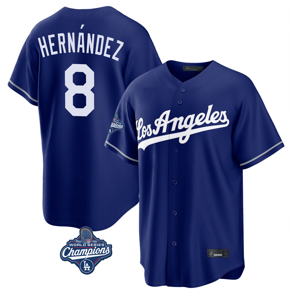 Friene LA.Dodgers #8 Enrique Hern¨¢ndez Player Royal World Series Meet Game Stitched Jerseys