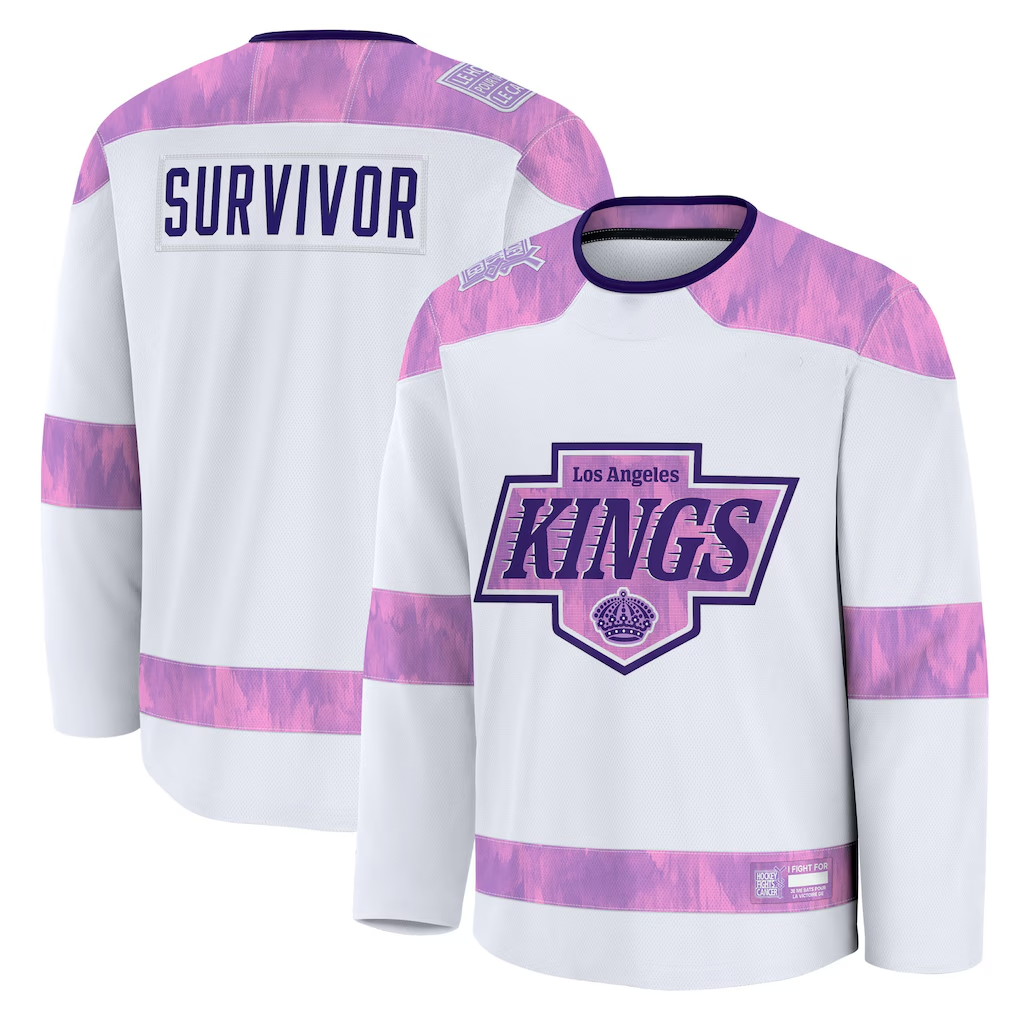 Friene LA.Kings White Hockey Fights Cancer Survivor Practice Jerseys