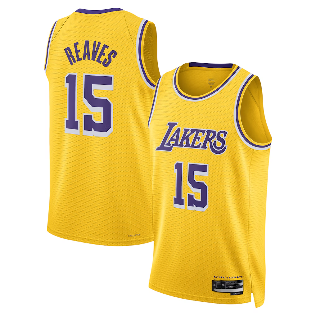 Friene LA.Lakers #15 Austin Reaves Gold Swingman Stitched Jerseys- Icon Edition