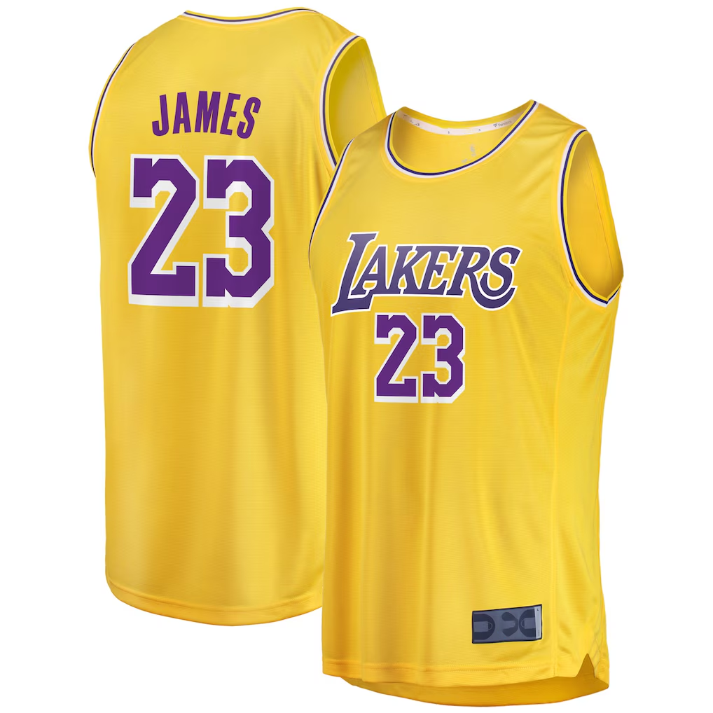 Friene LA.Lakers #23 LeBron James Gold Big & Tall Fast Break Player Stitched Jerseys - Icon Edition