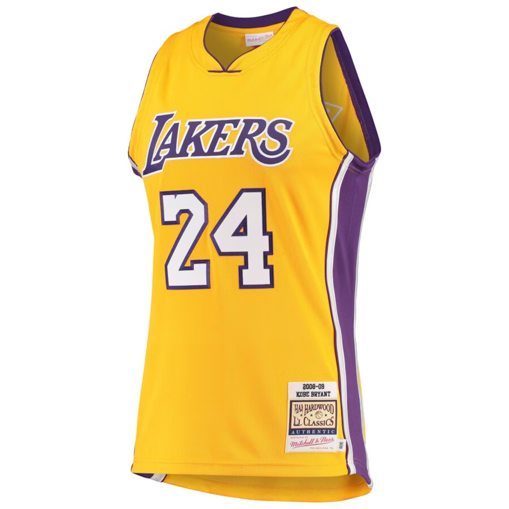 Friene LA.Lakers #24 Kobe Bryant Gold Hardwood Classics 2008-09 Authentic Stitched Jerseys By Mitchell & Ness