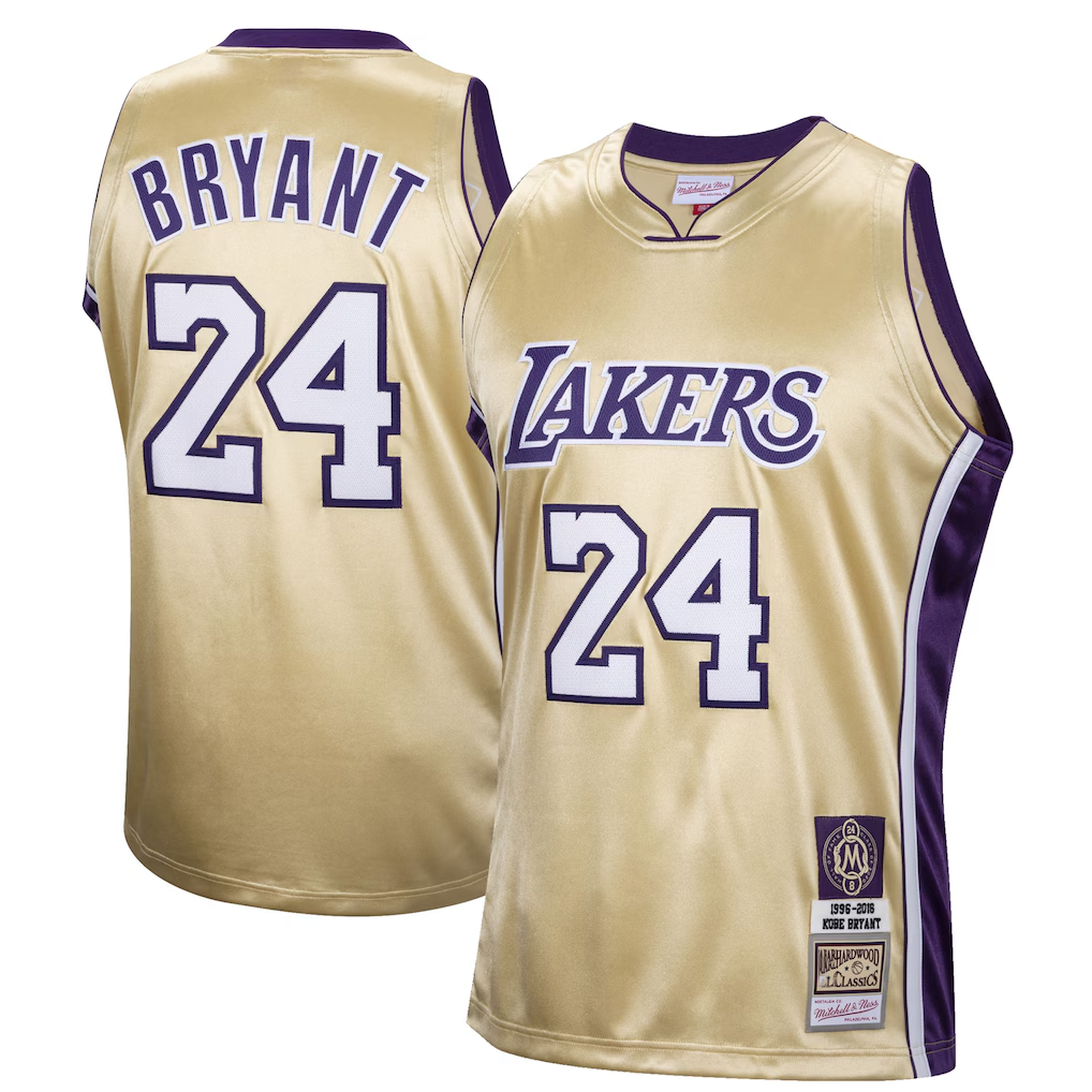 Friene LA.Lakers #24 Kobe Bryant Mitchell & Ness Gold Hall of Fame Class of 2020 #24 Authentic Hardwood Classics Jerseys