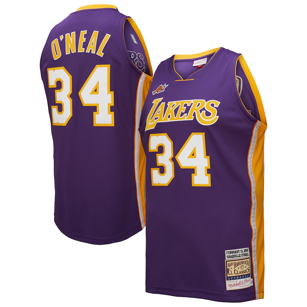 Friene LA.Lakers #34 Shaquille O'Neal Mitchell & Ness Purple 2000 All-Star Game Authentic Jerseys