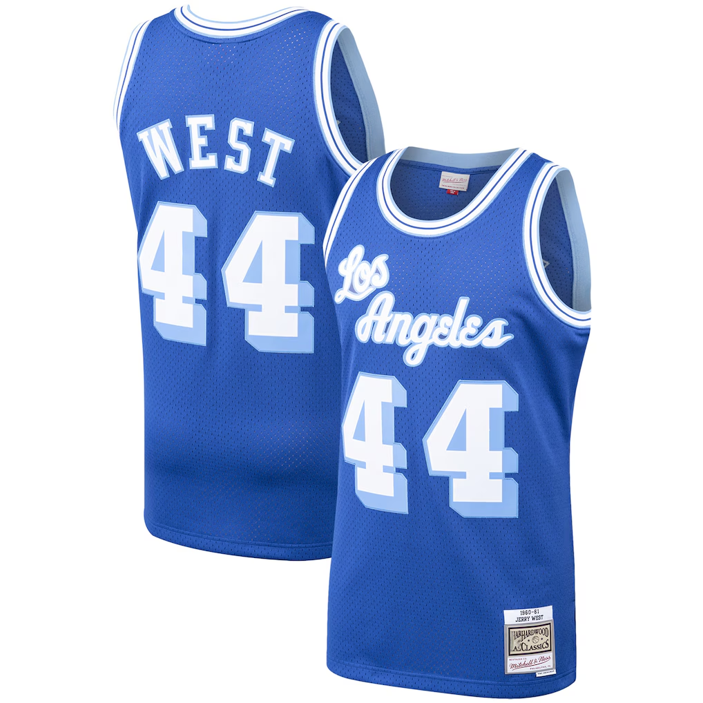 Friene LA.Lakers #44 Jerry West Mitchell & Ness Royal Hardwood Classics Swingman Stitched Jerseys