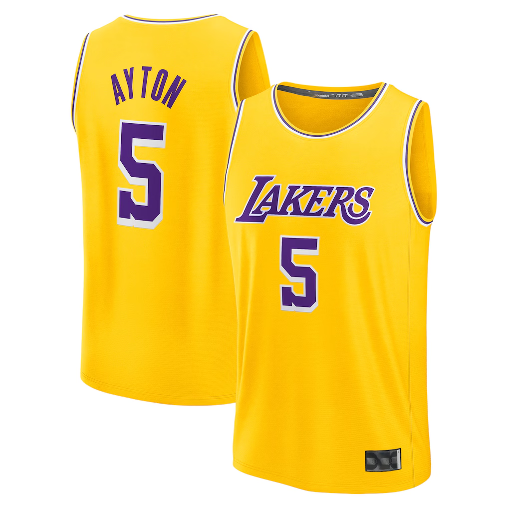 Friene LA.Lakers #5 Deandre Ayton Gold Fast Break Replica Player Stitched Jerseys - Icon Edition