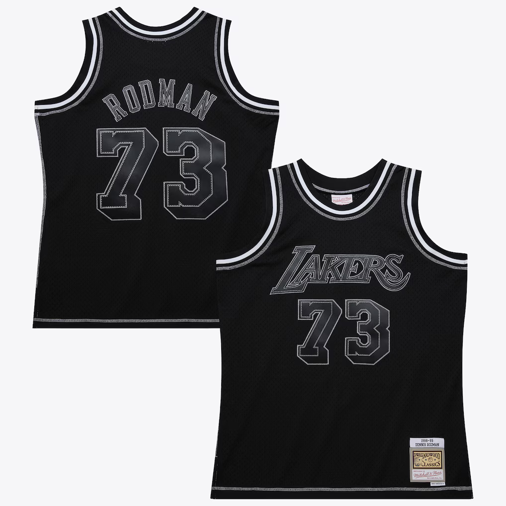 Friene LA.Lakers #73 Dennis Rodman Black Mitchell & Ness 1998 Contrast 2K Swingman Stitched Jerseys